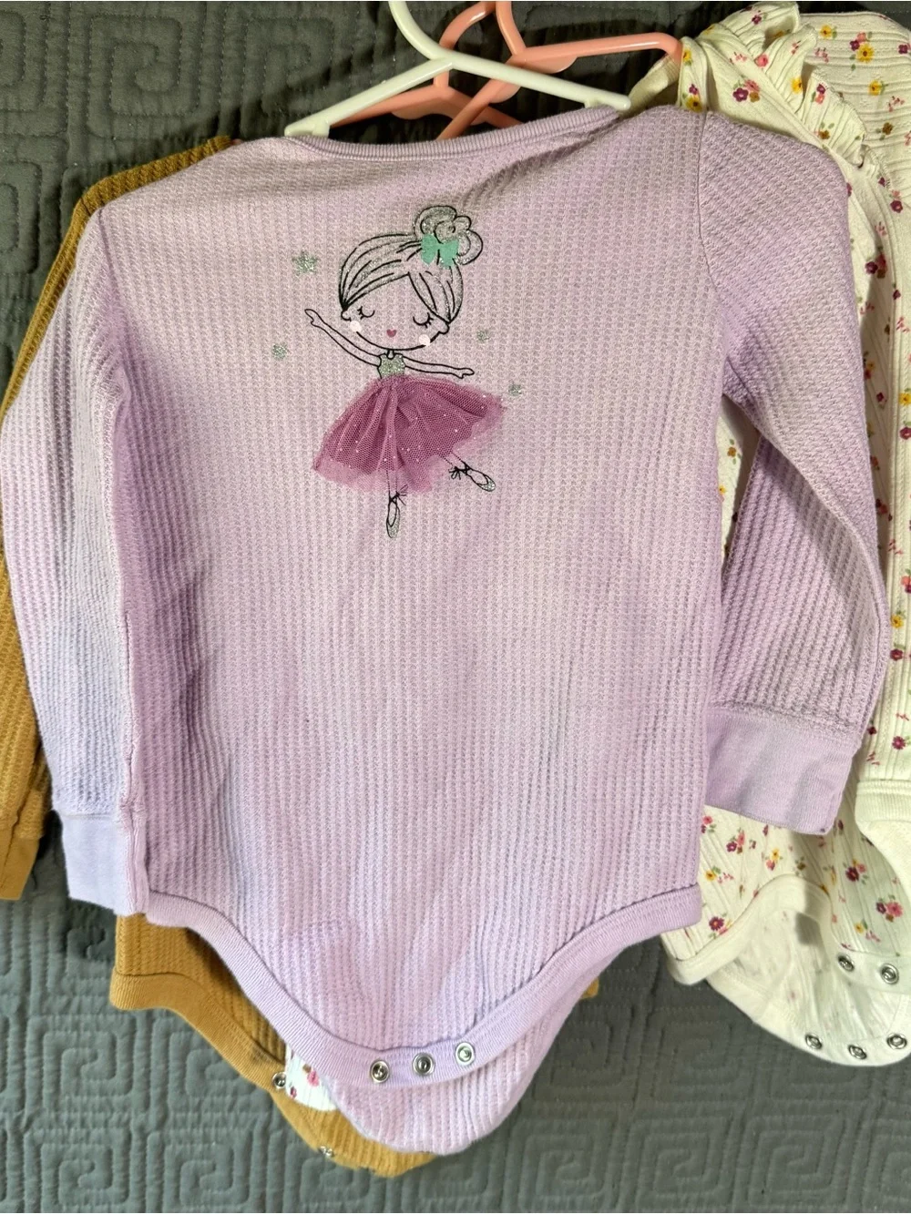 Lot Of 3 Garanimals Bodysuit Baby Girl 18 Months Longsleeve Multicolor
